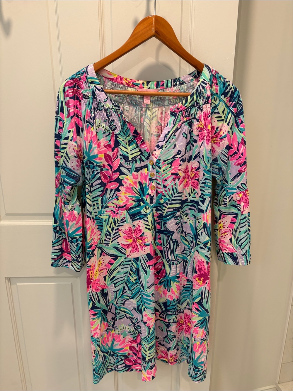 Lilly Pulitzer Pink & Teal Floral Tunic Dress